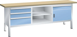 Bild 1: Kompaktwerkbank (BxTxH) 2000x700x850mm Buche KEY Lock R7035/R5012