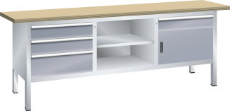 Bild 1: Kompaktwerkbank (BxTxH) 2000x700x850mm Buche KEY Lock R7035/N6502