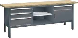 Bild 1: Kompaktwerkbank (BxTxH) 2000x700x850mm Buche KEY Lock R7016