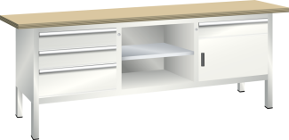 Bild 1: Kompaktwerkbank (BxTxH) 2000x700x850mm Buche KEY Lock R9002