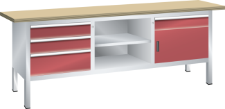 Bild 1: Kompaktwerkbank (BxTxH) 2000x700x850mm Buche KEY Lock R7035/R3003