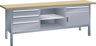 Bild 1: Kompaktwerkbank (BxTxH) 2000x700x850mm Buche KEY Lock R7032