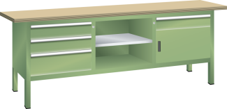 Bild 1: Kompaktwerkbank (BxTxH) 2000x700x850mm Buche KEY Lock R6011