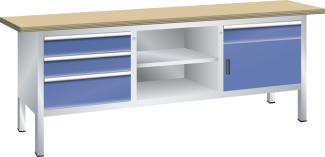 Bild 1: Kompaktwerkbank (BxTxH) 2000x700x850mm Buche KEY Lock R7035/R5005